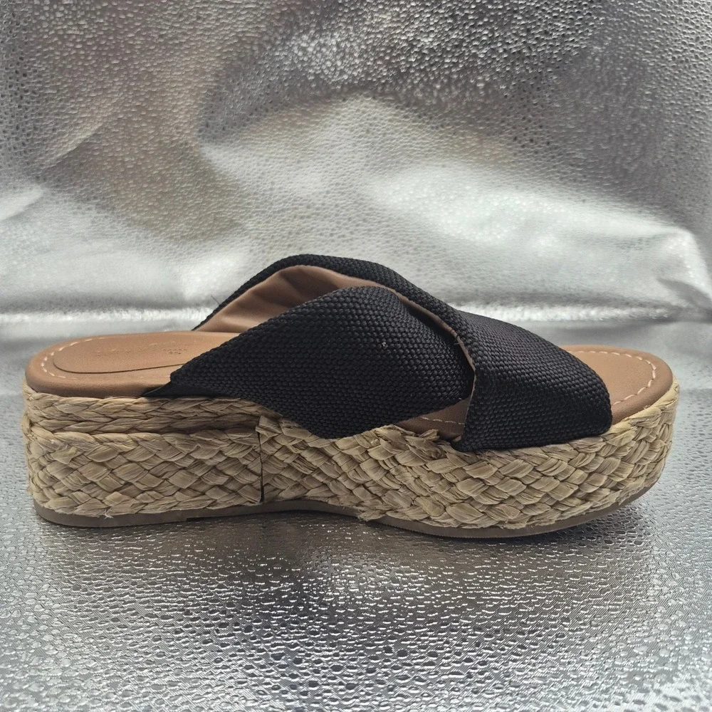 Universal Thread Black Crisscross Espadrille Platform Sandals Womens 7.5